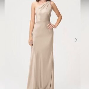 Jenny Yoo One-Shoulder Lena Bridesmaid Dress - Latte (champagne)